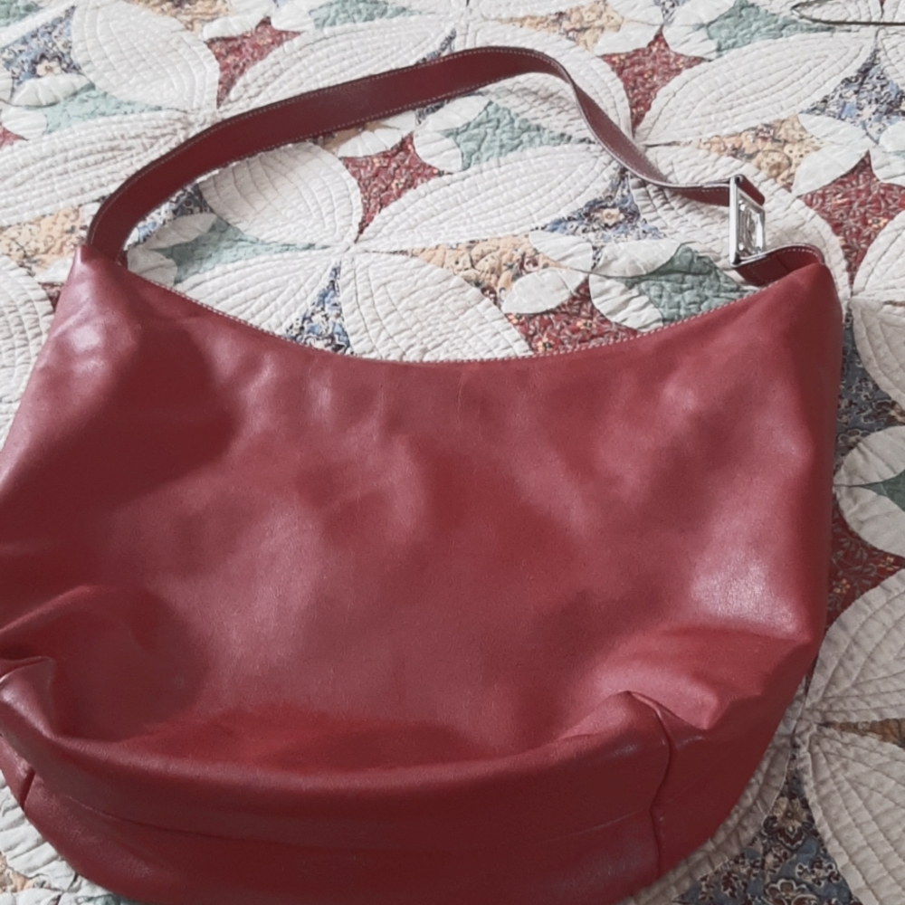 Red leather Lauren Ralph Lauren hobo pruse